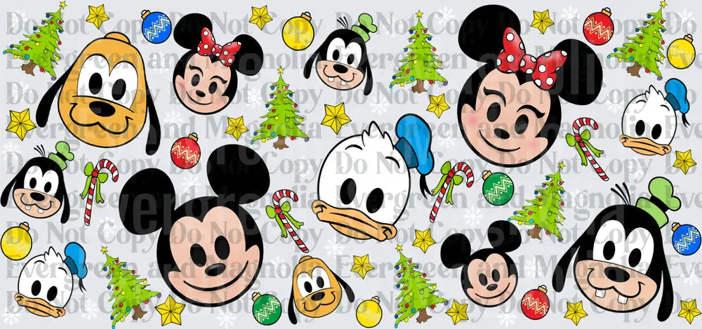 Cartoon Mouse Duck Dog Friends Christmas Holiday Faces