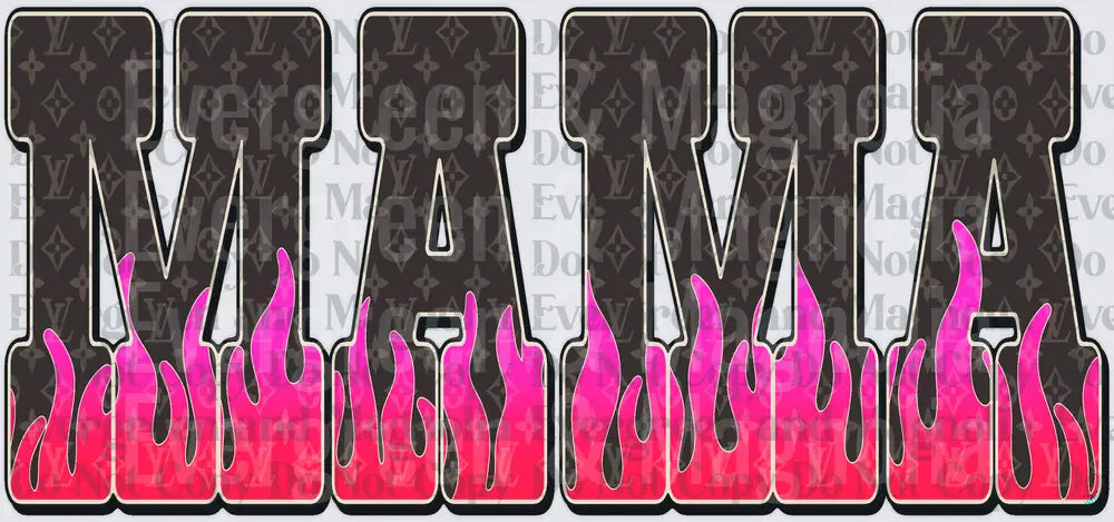 MAMA Bold Letters Dark Monogram Pink Flame Design