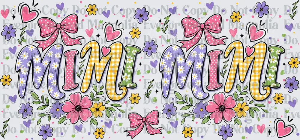 Mimi Floral Patchwork Letters Pink Bow Hearts Design