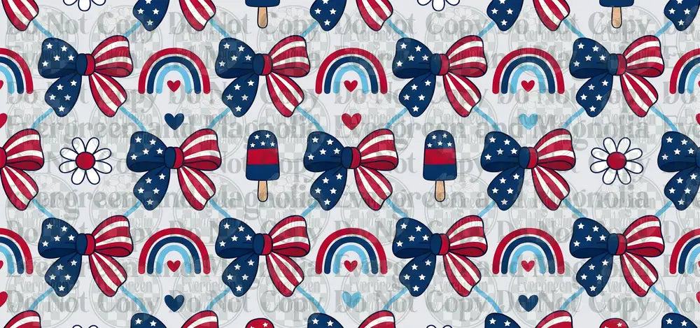 Patriotic Stars Stripes Bows Popsicle Rainbow Pattern