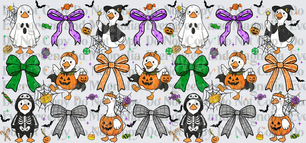 Halloween Costume Geese Pattern with Bows and Candy