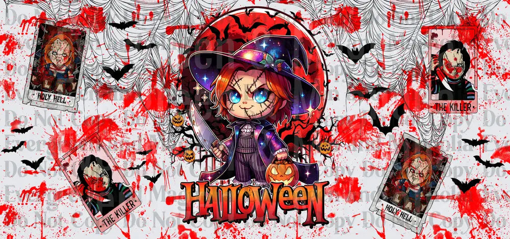 Halloween Chibi Killer Doll Witch Blood Splatter Horror Wrap