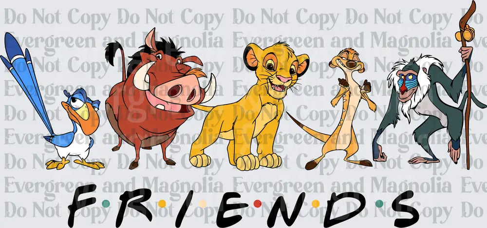 Lion King Characters Friends TV Show Logo Parody Design