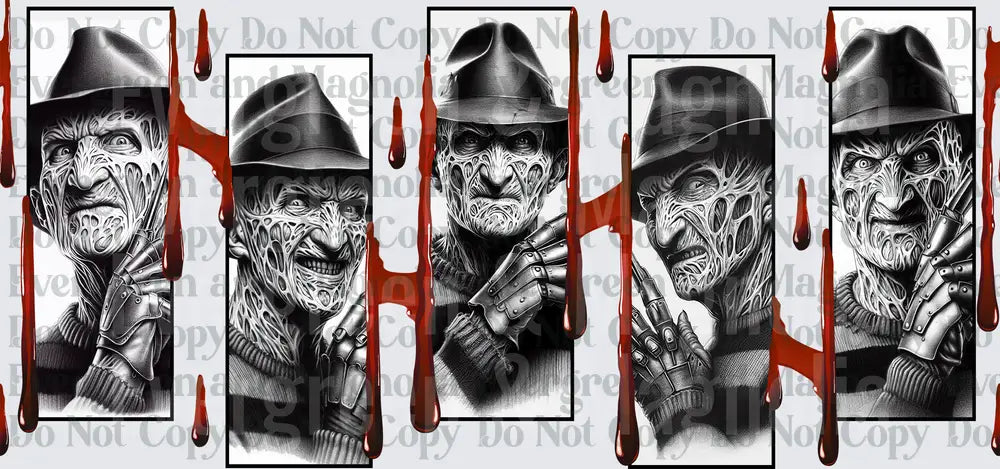 Five Panel Scarred Villain Fedora Clawed Glove Horror Portraits Blood Drip