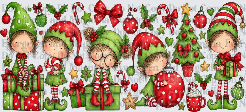 Whimsical Christmas Elves Holiday Clipart Bundle