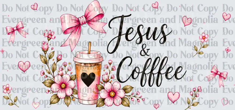 Jesus & Coffee Pink Floral Bow Iced Coffee Cup Design