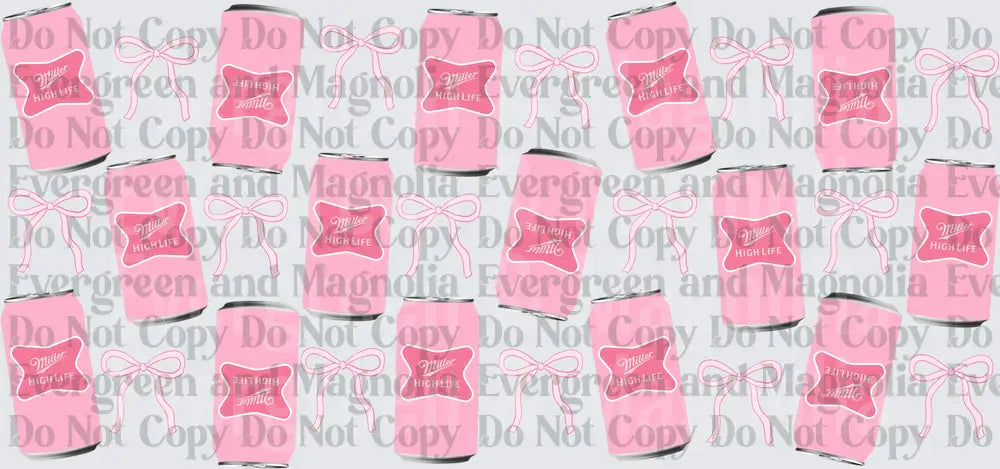 Pink Beer Can and Coquette Bow Pattern