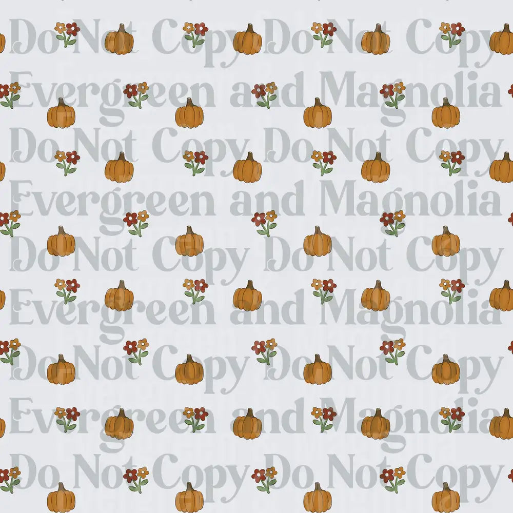 Fall Pumpkin and Wildflower Repeating Pattern