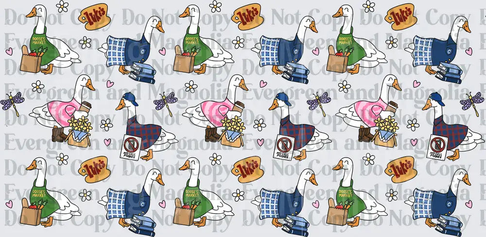 Gilmore Girls Geese Repeat Pattern With Stars Hollow Icons