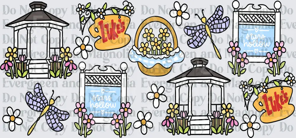 Stars Hollow Gazebo Luke's Diner Floral Icon Set