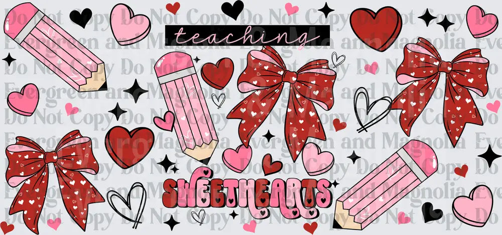 Teaching Sweethearts Valentine Pencils Bows Hearts