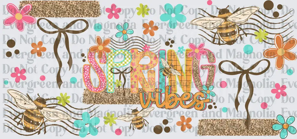Spring Vibes Bees Bows Floral Leopard Print Design