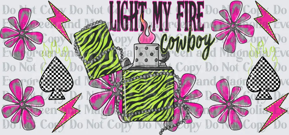Light My Fire Cowboy Zebra Print Lighter Pink Flowers