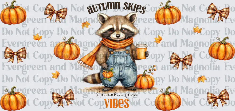 Autumn Skies Pumpkin Spice Vibes Raccoon Fall Wrap