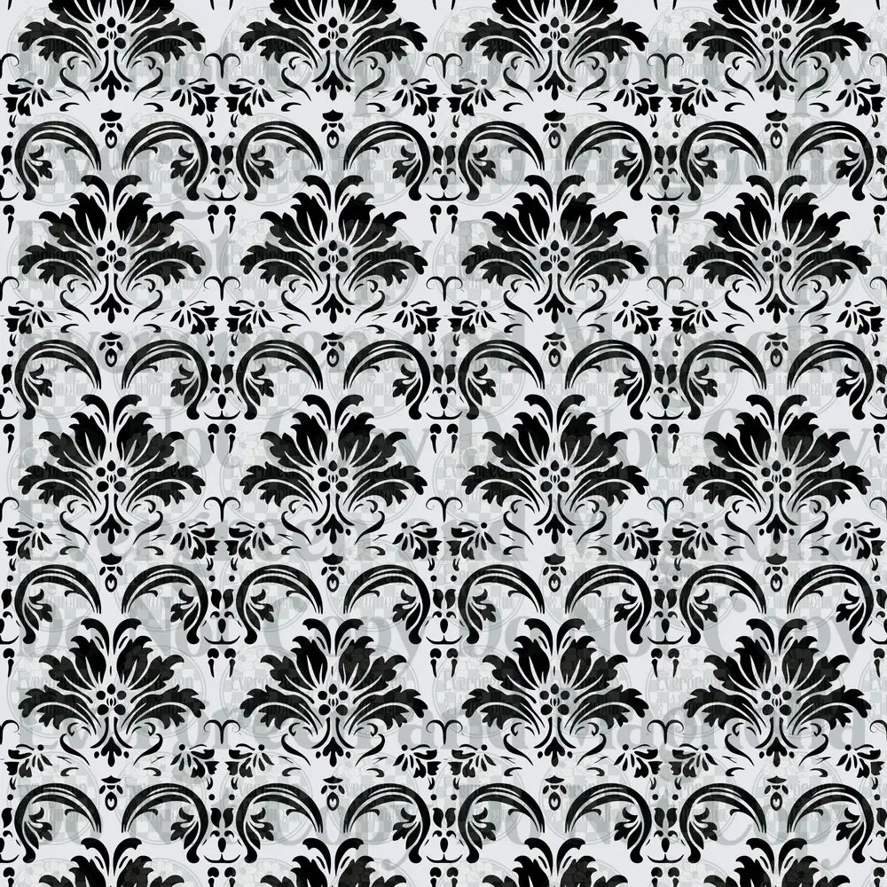 Black and White Classic Damask Floral Repeat Pattern