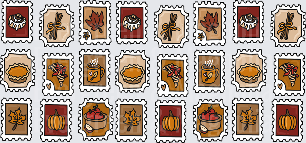 Autumn Postage Stamp Collection Fall Harvest Pumpkin Set