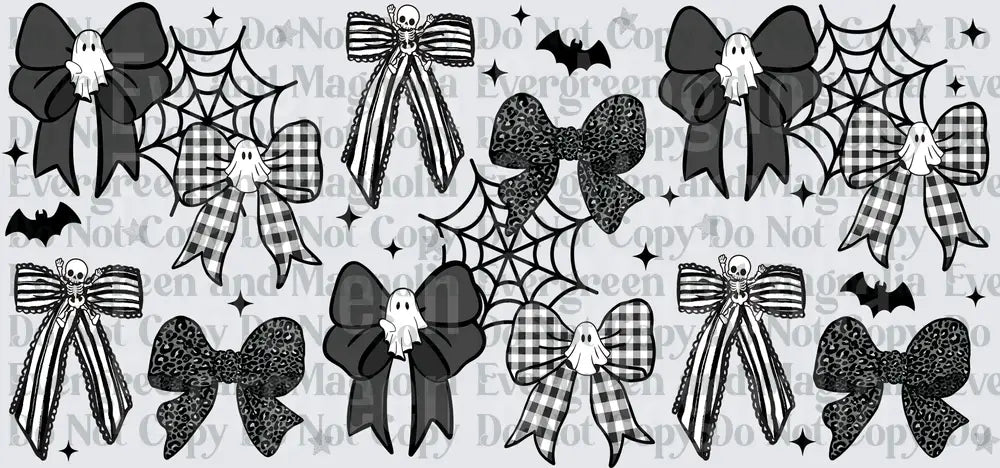 Spooky Halloween Bows Ghosts Bats Spider Webs Pattern