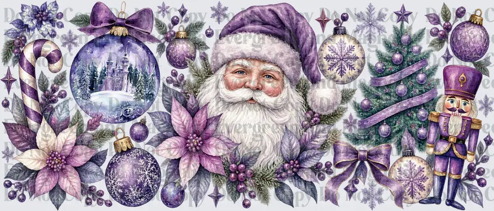 Purple Christmas Santa Claus Nutcracker Holiday Cluster
