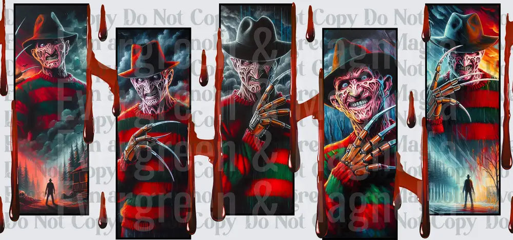 Scarred Dream Killer Five Panel Blood Drip Collage