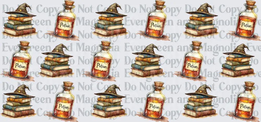 Wizard Sorting Hat Spell Books and Potion Bottles Pattern