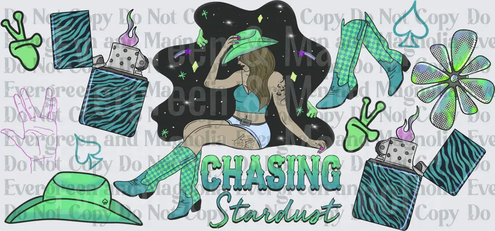 Chasing Stardust Cowgirl Retro Green Boho Wrap Design