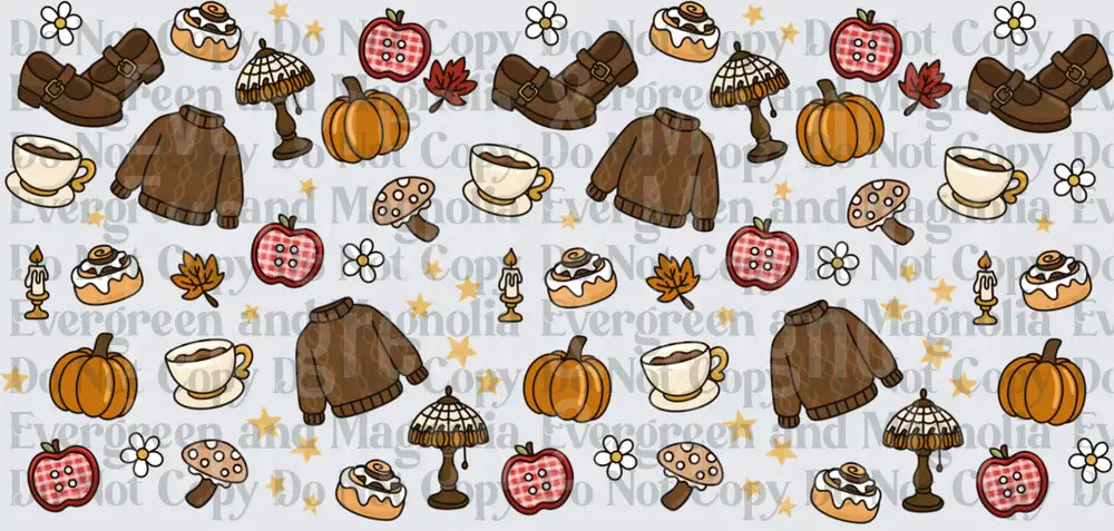 Cozy Fall Autumn Pattern Pumpkin Sweater Coffee Repeat