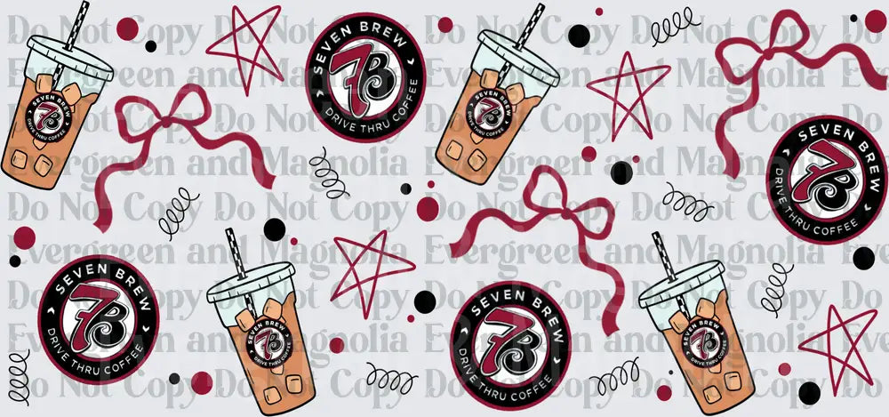 Seven Brew Drive Thru Coffee Iced Cup Pattern with Bows