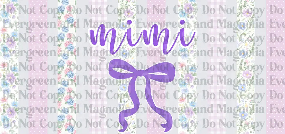 Mimi Purple Bow Floral Gingham Stripe Script