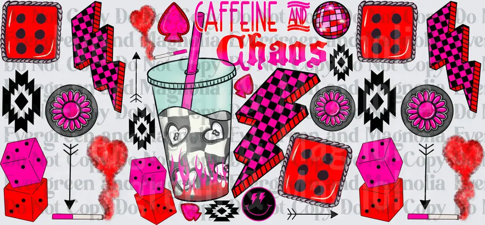 Caffeine And Chaos Checkered Bolt Cup Wrap