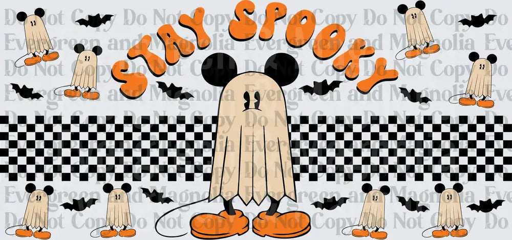 Stay Spooky Ghost Mouse Halloween Checkered Wrap