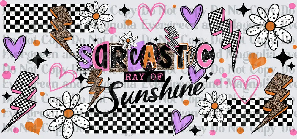 Sarcastic Ray of Sunshine Checkered Retro Daisy Design