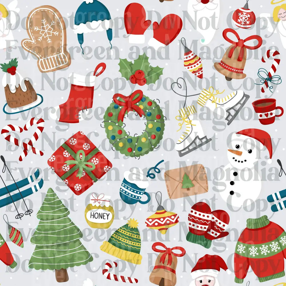 Christmas Holiday Icons Pattern Festive Seasonal Collage