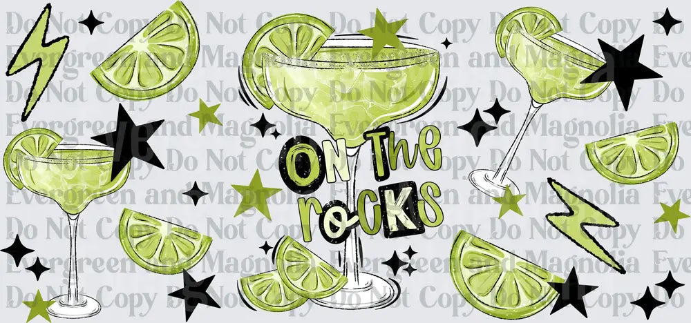 On The Rocks Margarita Glasses Limes Stars Lightning Bolt