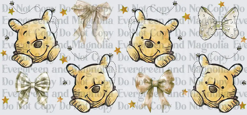 Vintage Honey Bear Faces With Bows Stars And Bees