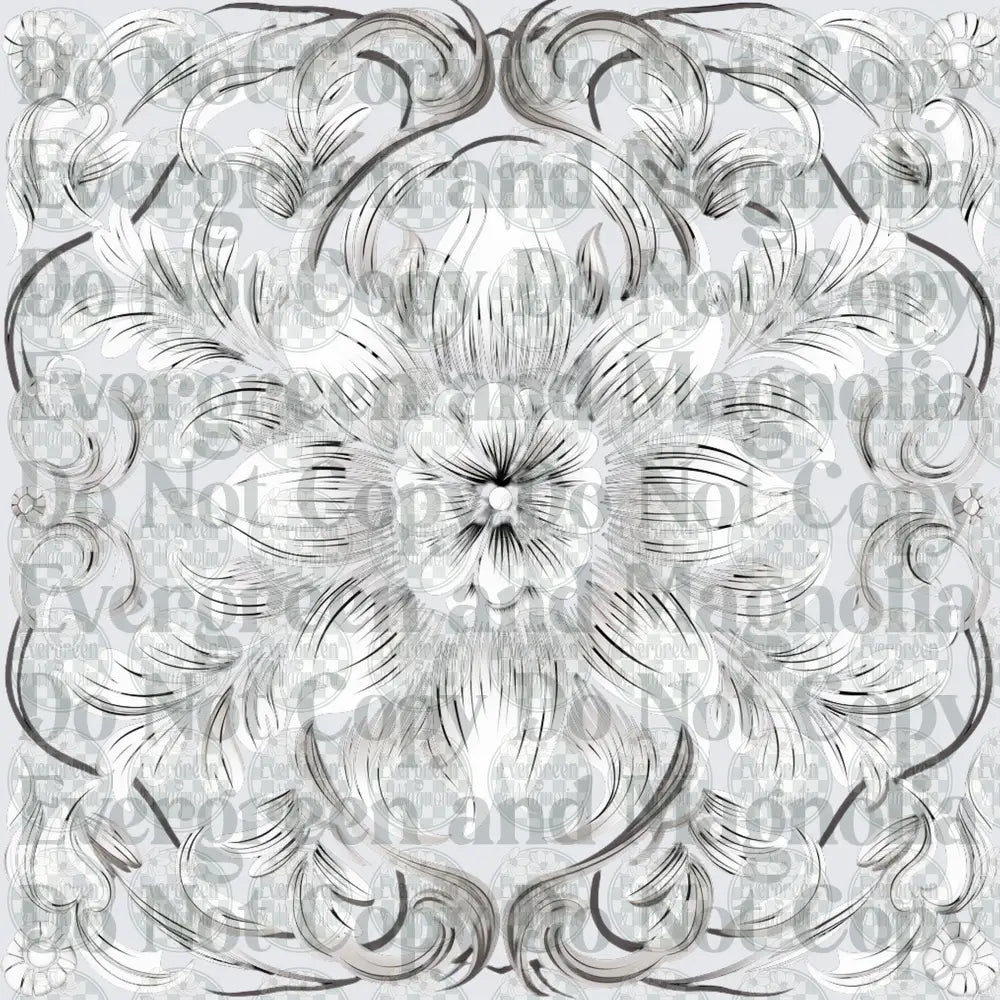 Ornate Baroque Floral Medallion Scroll Engraving