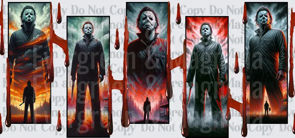 Five Panel Masked Killer Horror Artwork Blood Drip Collage