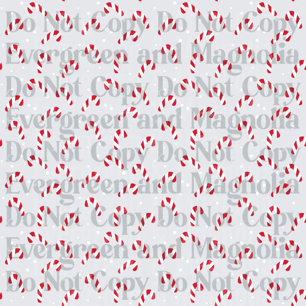 Red and White Candy Cane Toss Pattern on White Background