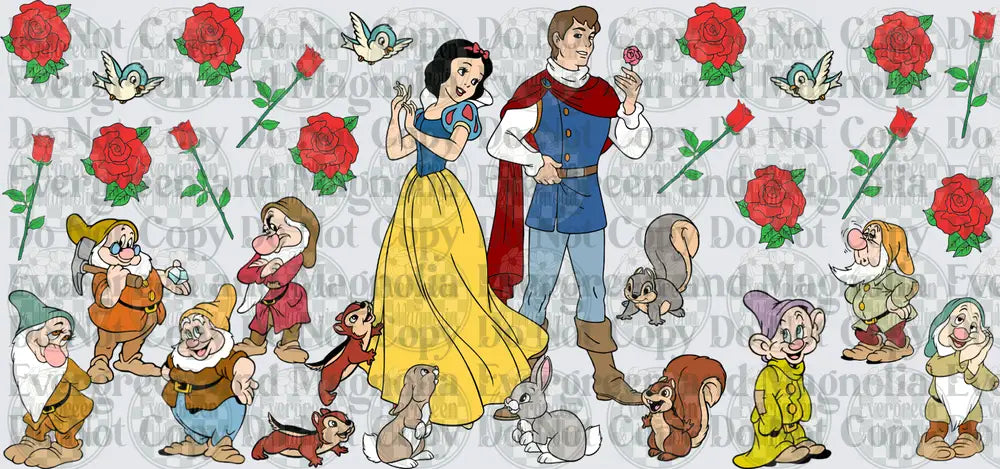 Fairytale Princess Prince Dwarfs Forest Animals Roses
