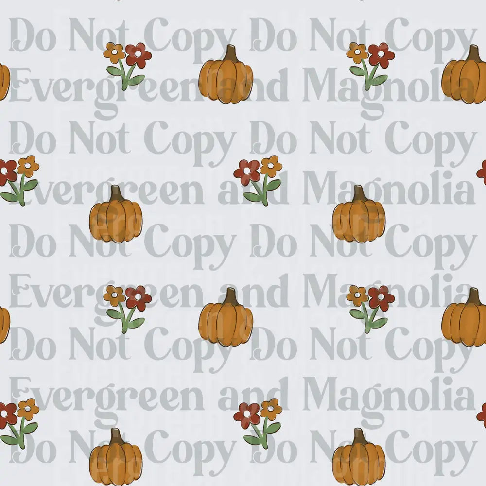 Fall Pumpkin and Wildflower Repeat Pattern