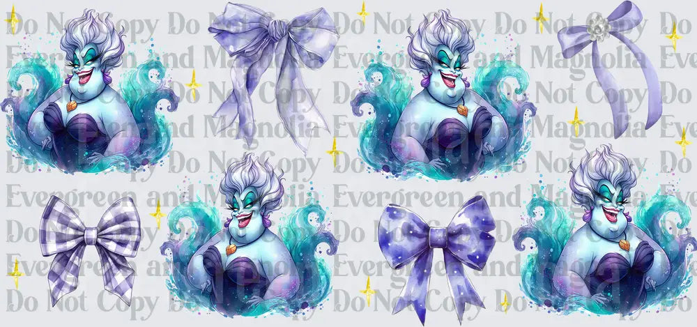 Sea Witch Villain with Decorative Bows and Gold Sparkles