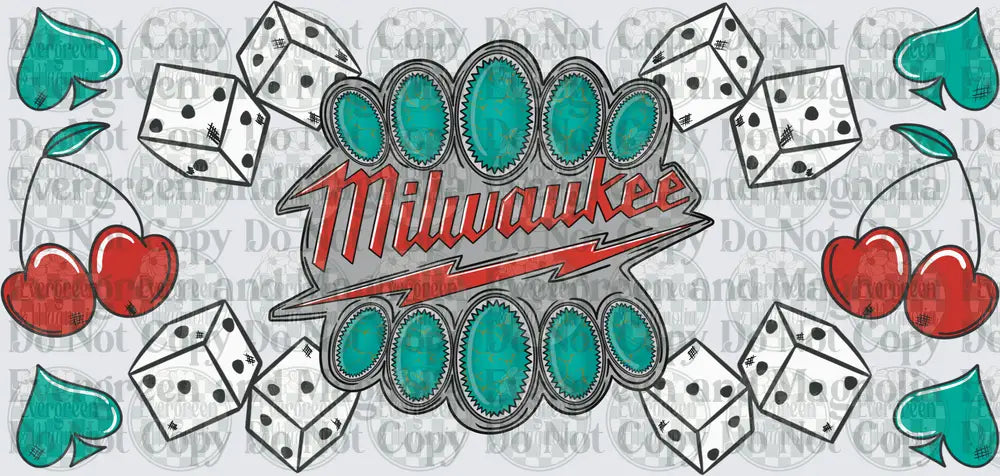 Milwaukee Turquoise Belt Buckle Dice Cherries Spades Design