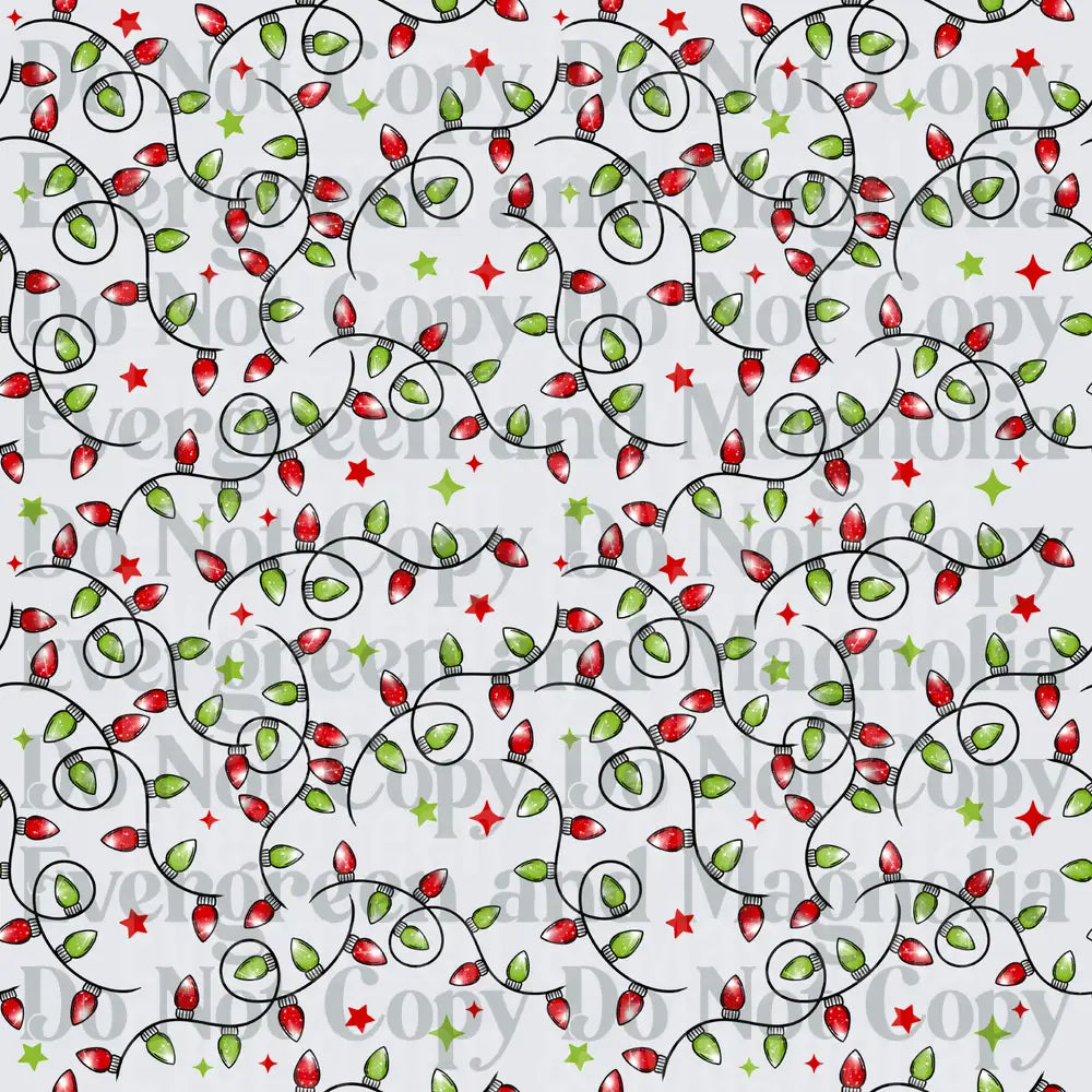 Tangled Christmas Light Strands Red Green Stars Pattern