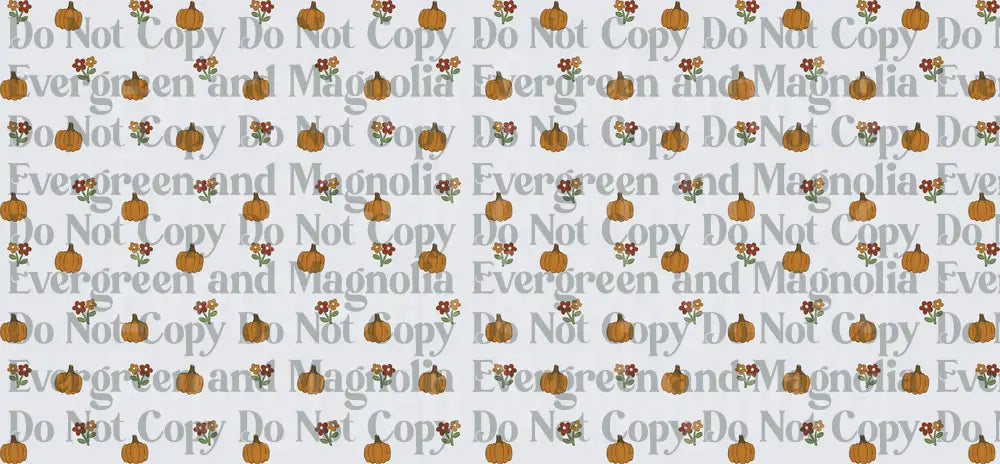 Autumn Pumpkins and Fall Flowers Repeat Pattern