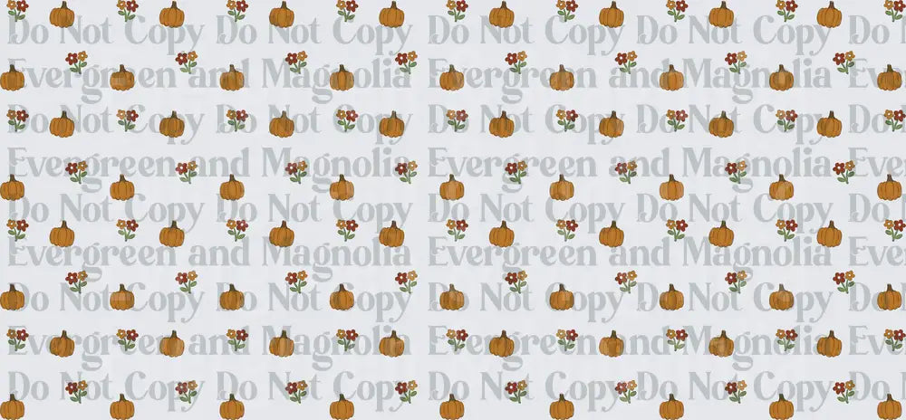 Autumn Pumpkins and Fall Flowers Repeat Pattern