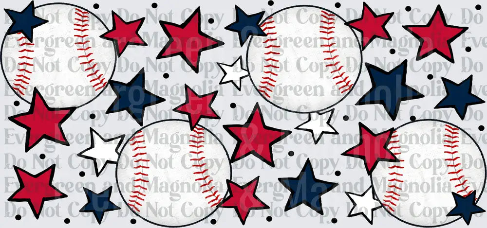 Patriotic Baseballs Red Navy White Stars Pattern