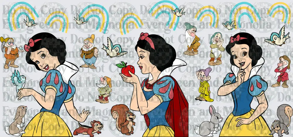 Fairytale Princess Apple Dwarfs Forest Animals Rainbow