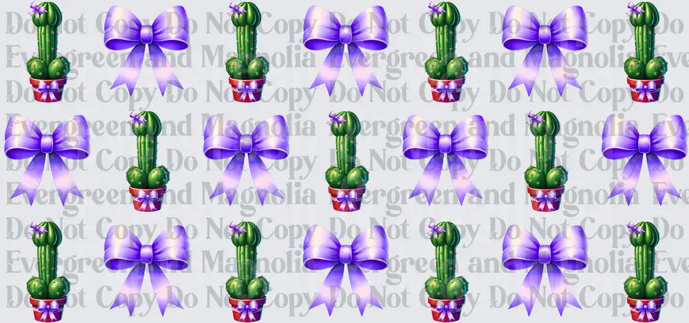 Phallic Cactus Pot Purple Bow Repeat Pattern