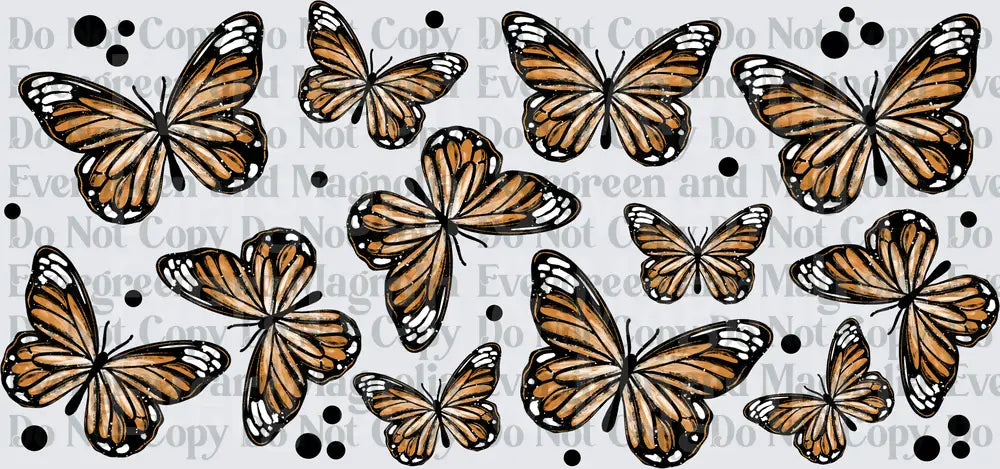 Monarch Butterfly Scatter Pattern Orange Black Watercolor