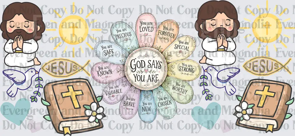 God Says You Are Christian Faith Cute Cartoon Bundle