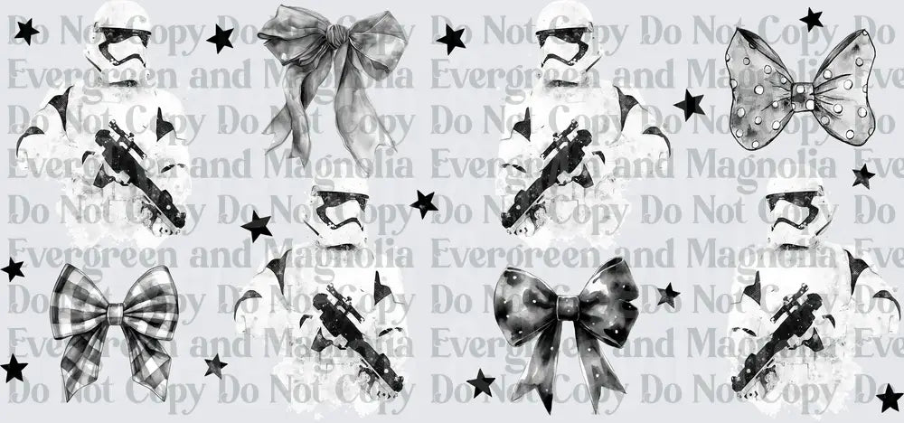 Galactic Soldier Watercolor Bows Stars Pattern